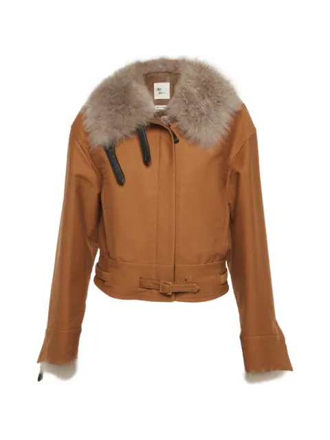 Hermès Pre-Owned belted fur-collar jacket