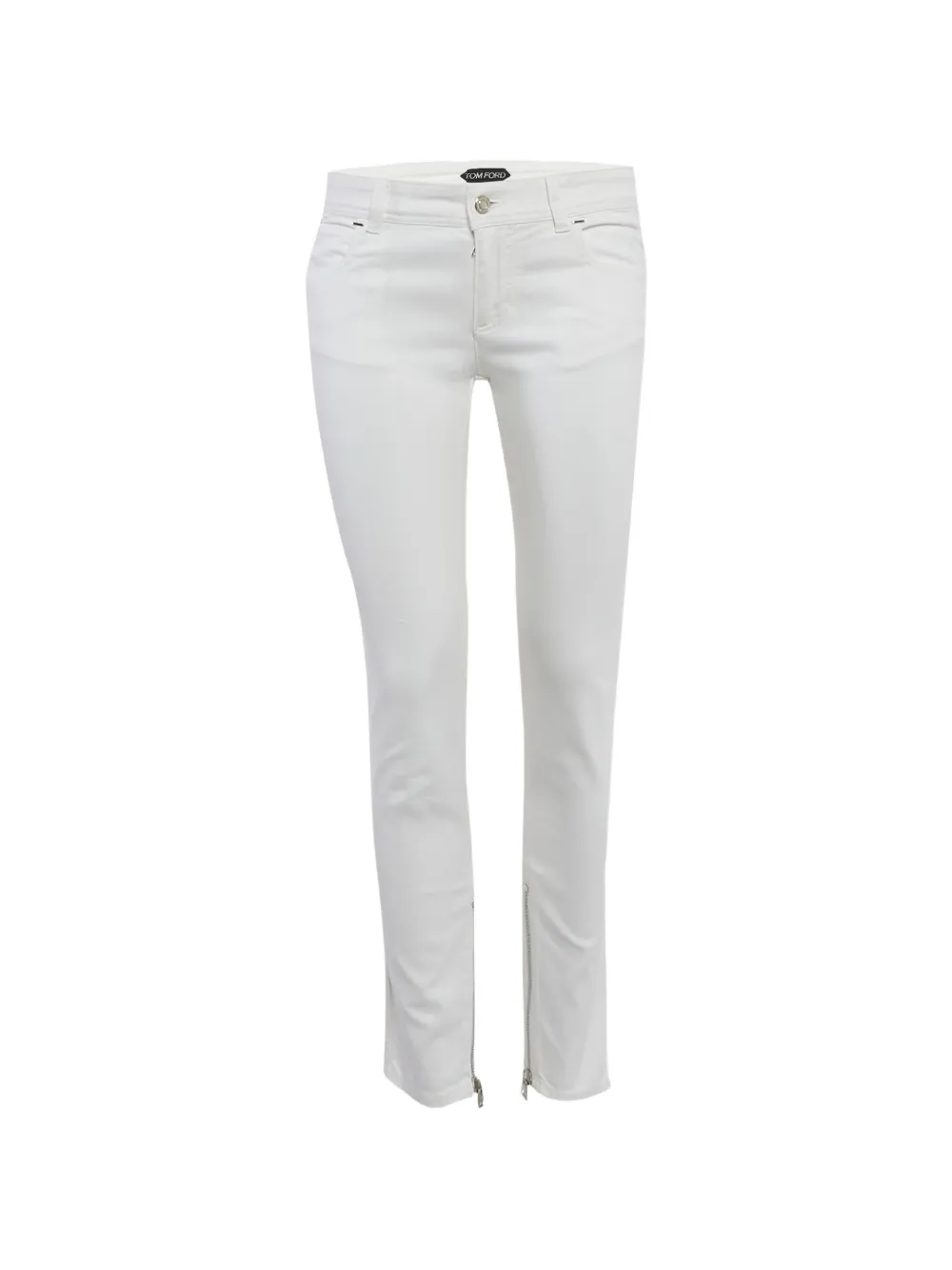 Pre-owned Tom Ford Zip-hem Skinny Jeans In White