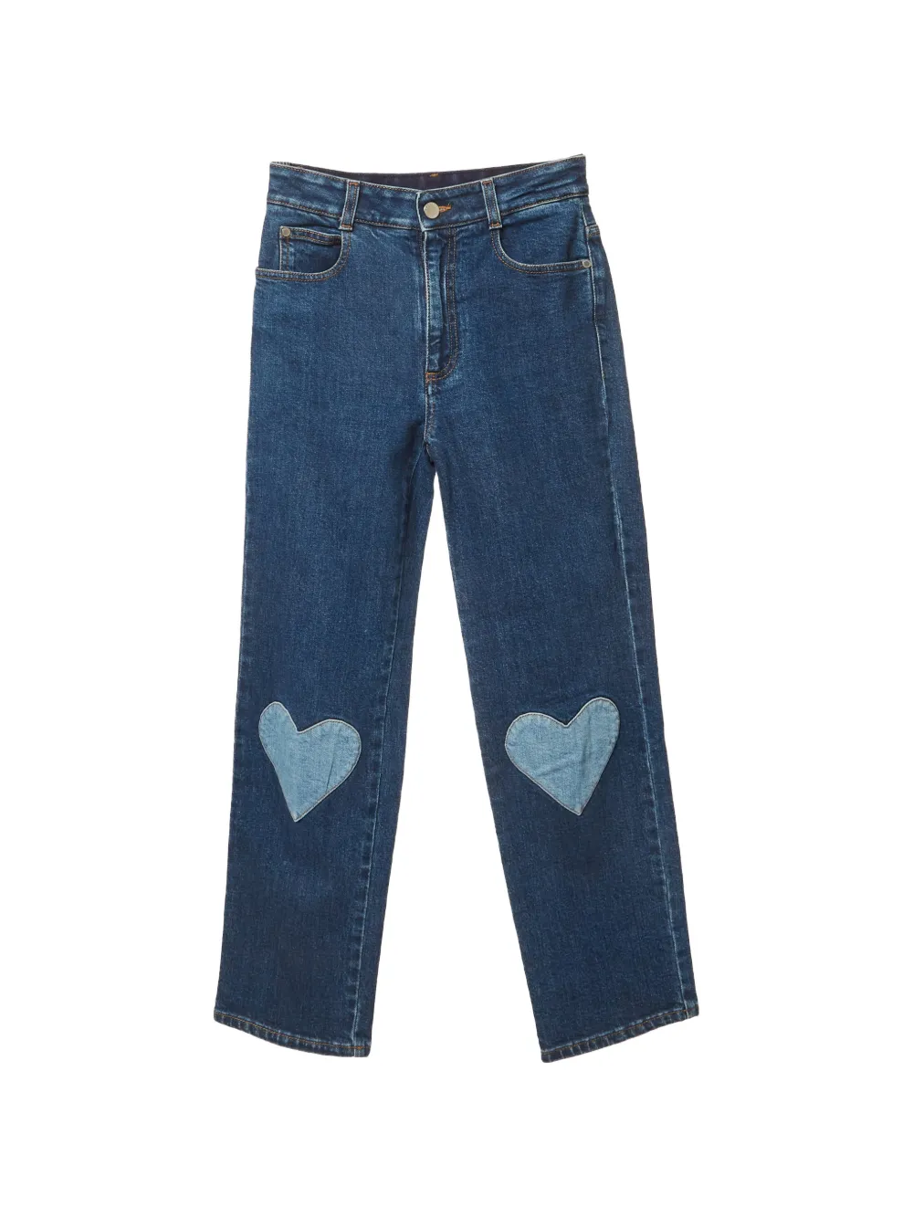 Pre-owned Stella Mccartney Heart-patch Straight-leg Jeans In Blue