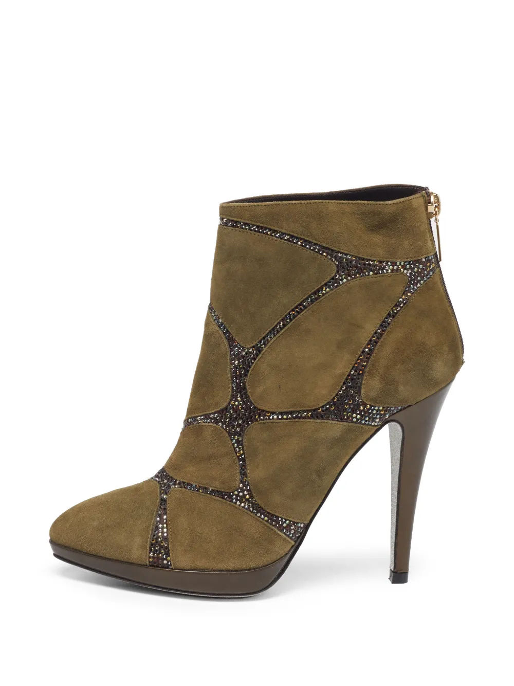 René Caovilla crystal-embellished suede ankle boots - Verde