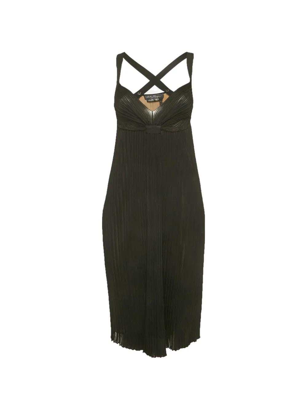 Ferragamo Pre-Owned ribbed-knit crossover-strap dress - Black