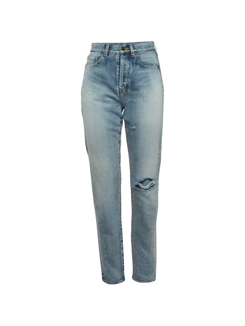Saint Laurent Pre-Owned distressed slim-fit jeans - Blu