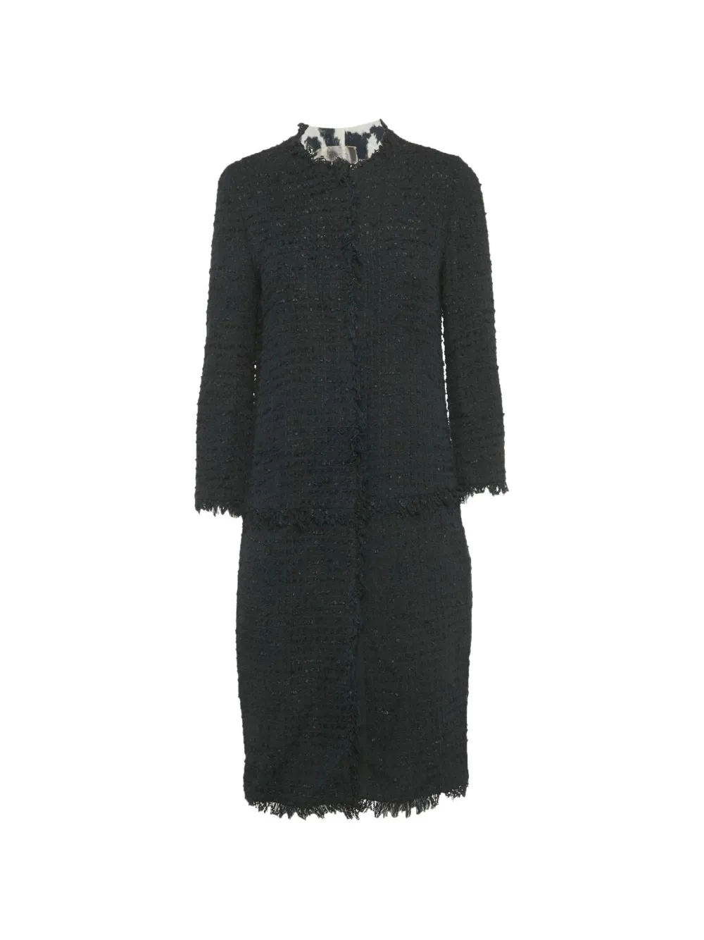 Giambattista Valli frayed tweed coat - Black