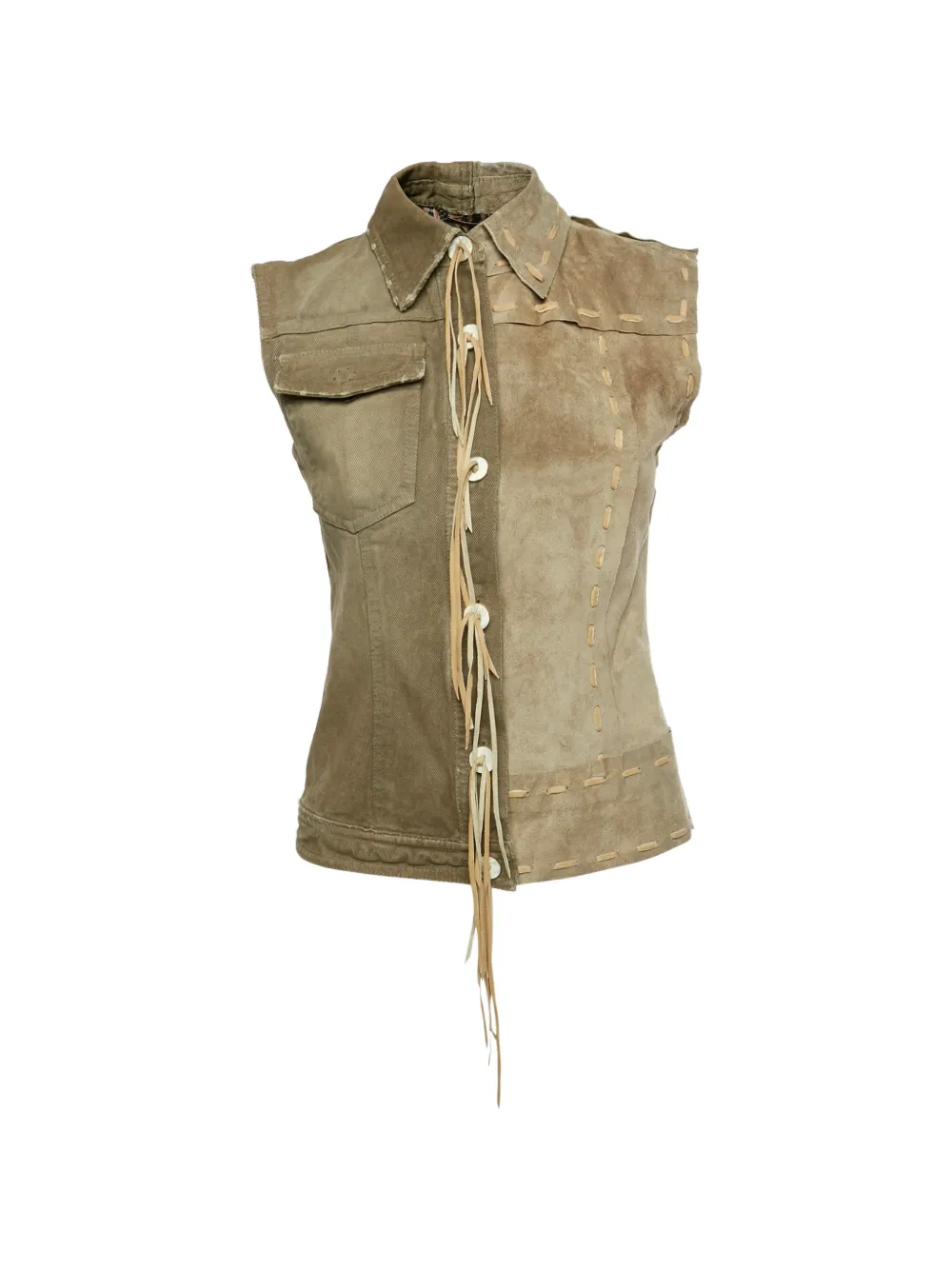 Pre-owned Dolce & Gabbana Fringed Suede Vest In Neutral