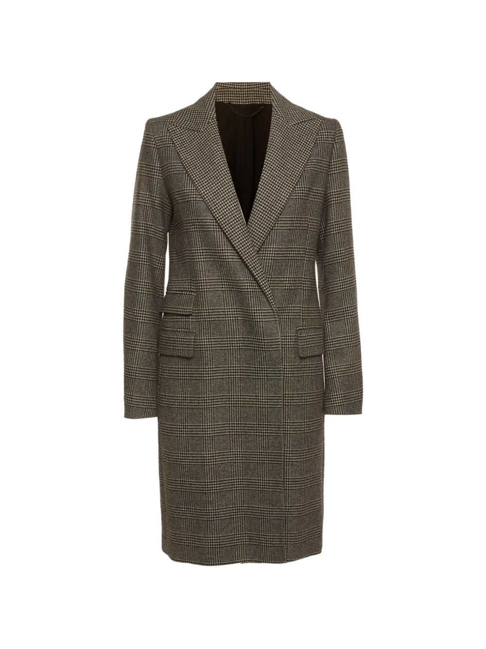 Pre-owned Allsaints Houndstooth Double-breasted Coat In Gray
