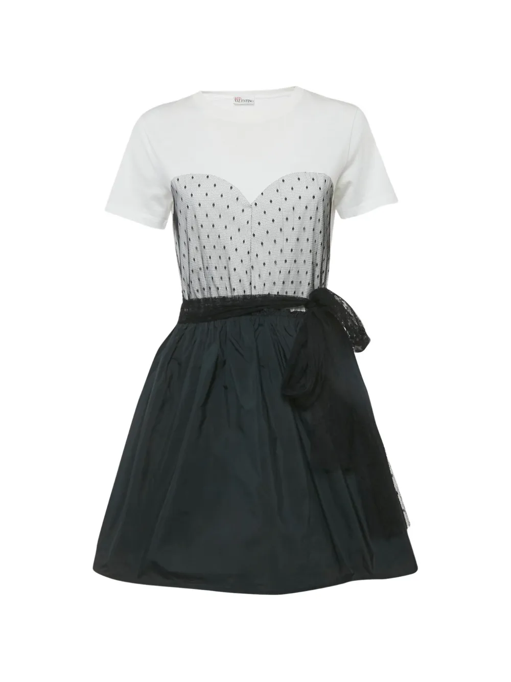 Red Valentino Vintage Plumetis-trim panelled mini dress - Grey