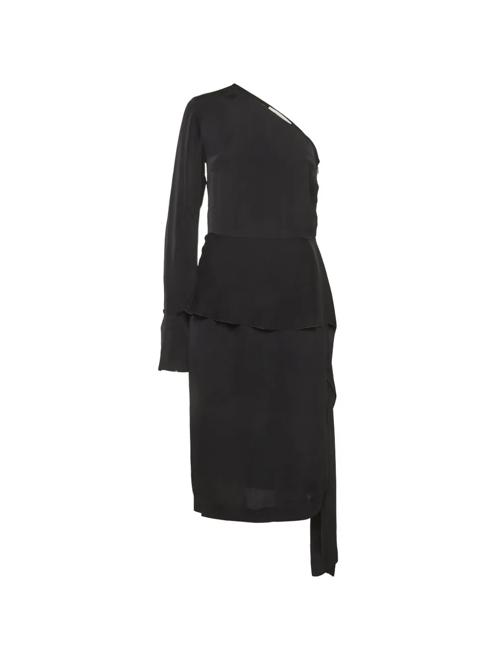 Pre-owned Stella Mccartney One-shoulder Crepe Midi Dress In Black