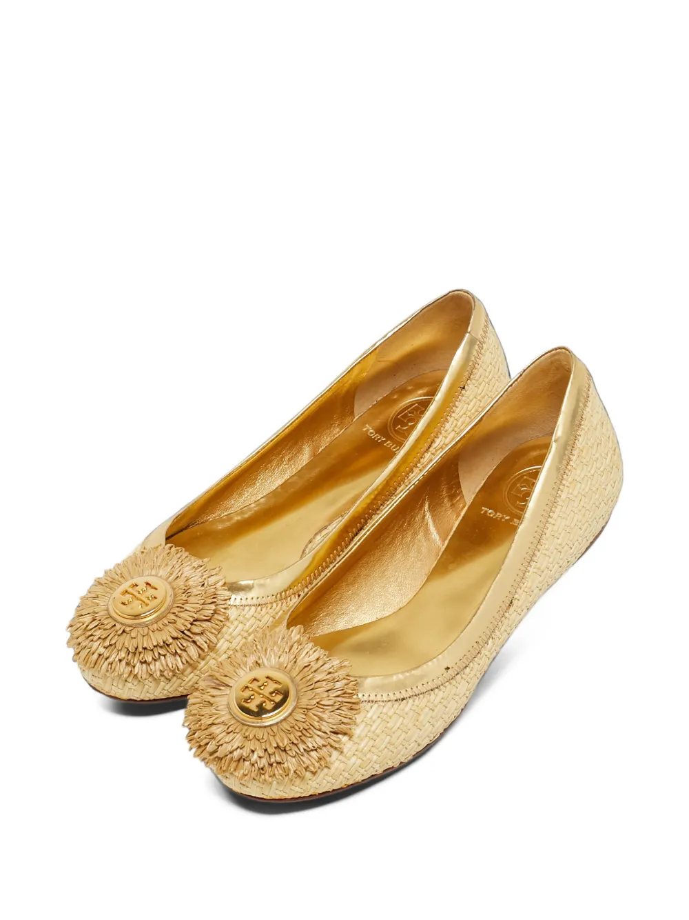 Tory Burch Reva logo-detail ballet flats - Gold