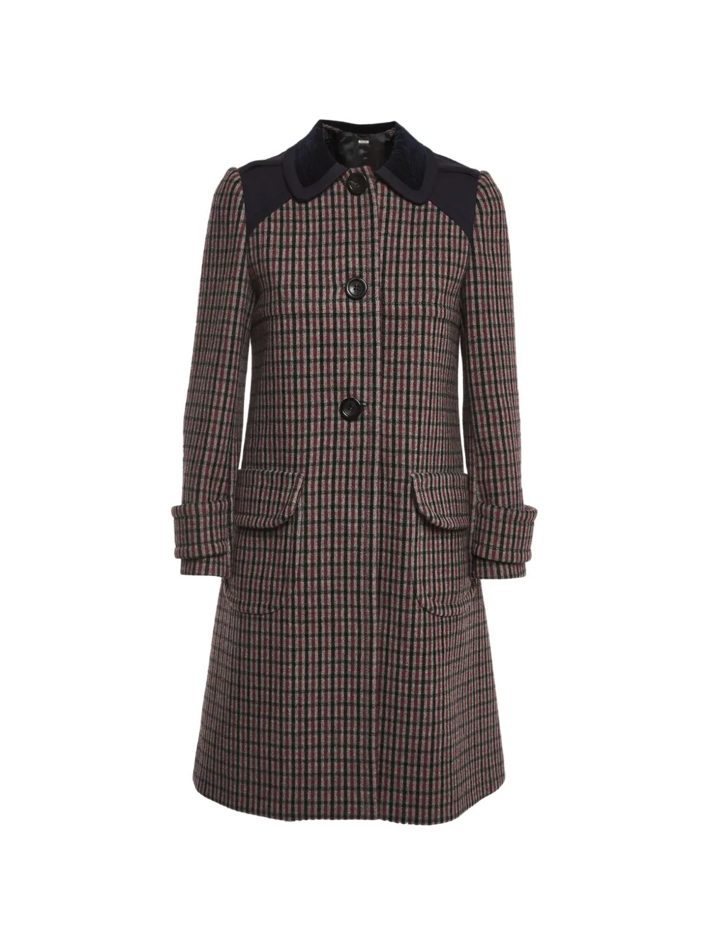Miu Miu Pre-Owned check single-breasted coat - Grigio