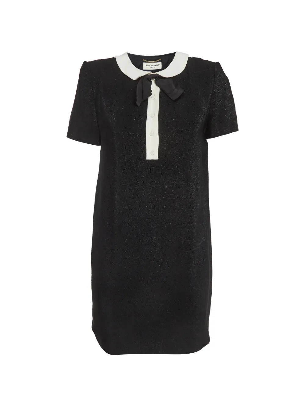 Pre-owned Saint Laurent Bow-detail Peter Pan Collar Mini Dress In Black