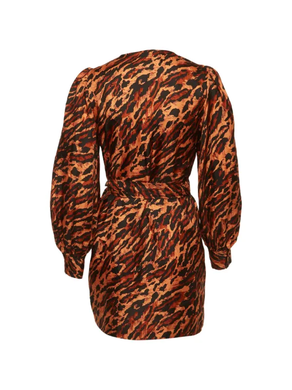 sandro brown dress leopard-print Silk Mini | non stretch
