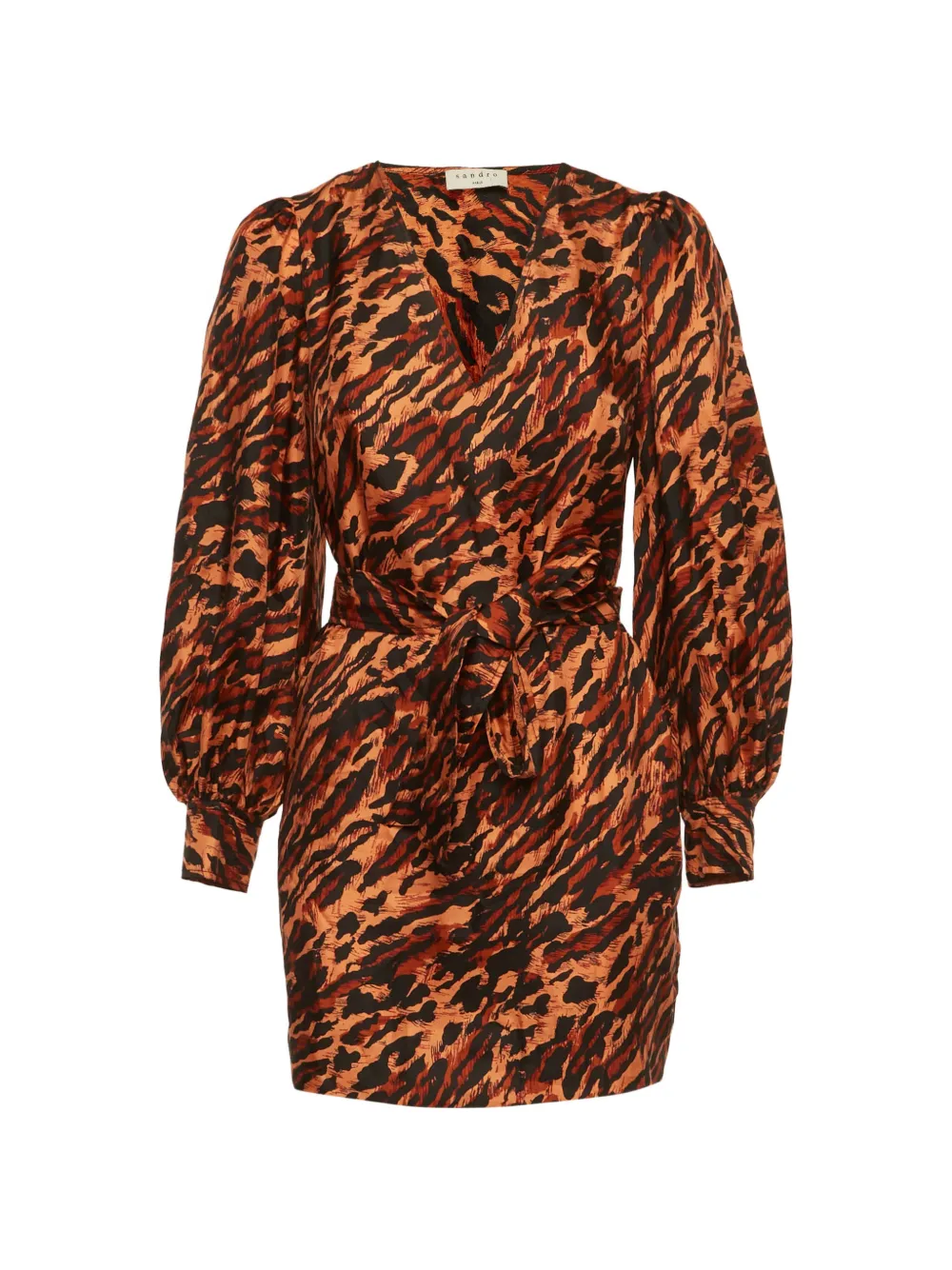 SANDRO leopard-print silk mini dress - Marrone