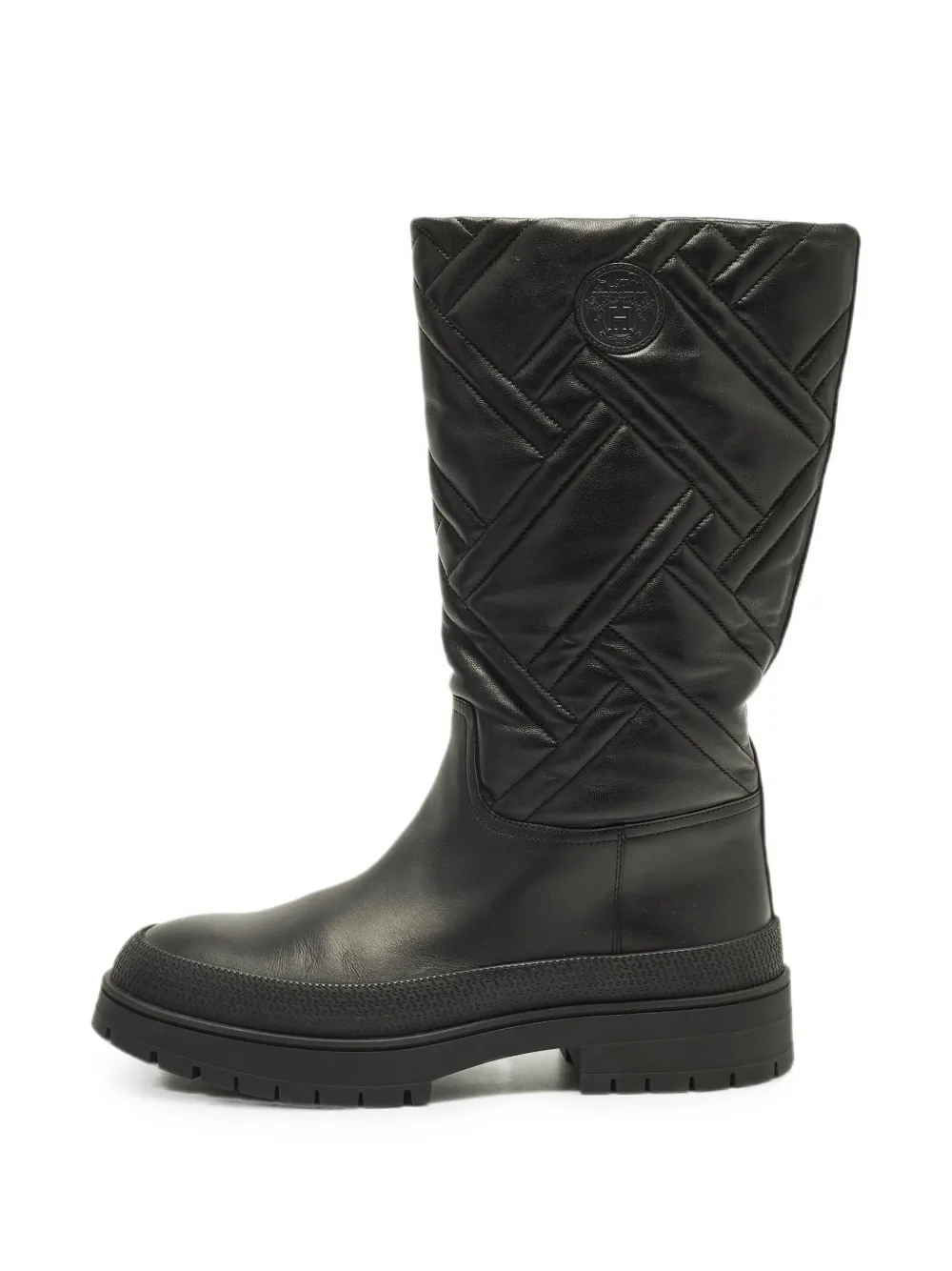 Pre-owned Hermes Fuji Quilted Mid-calf Boots In Black