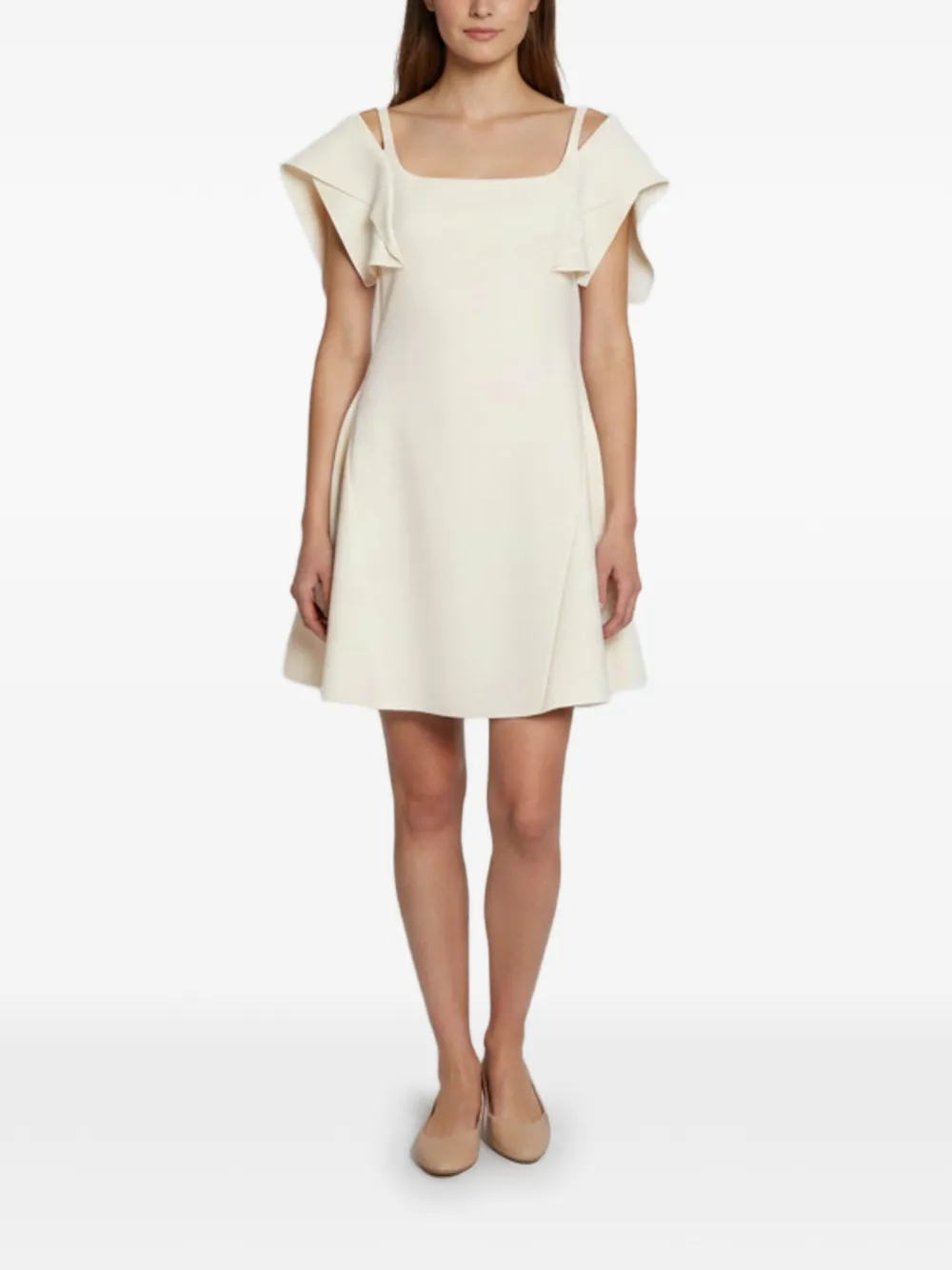 CHATS BY C.DAM flutter-sleeve mini dress - Bianco