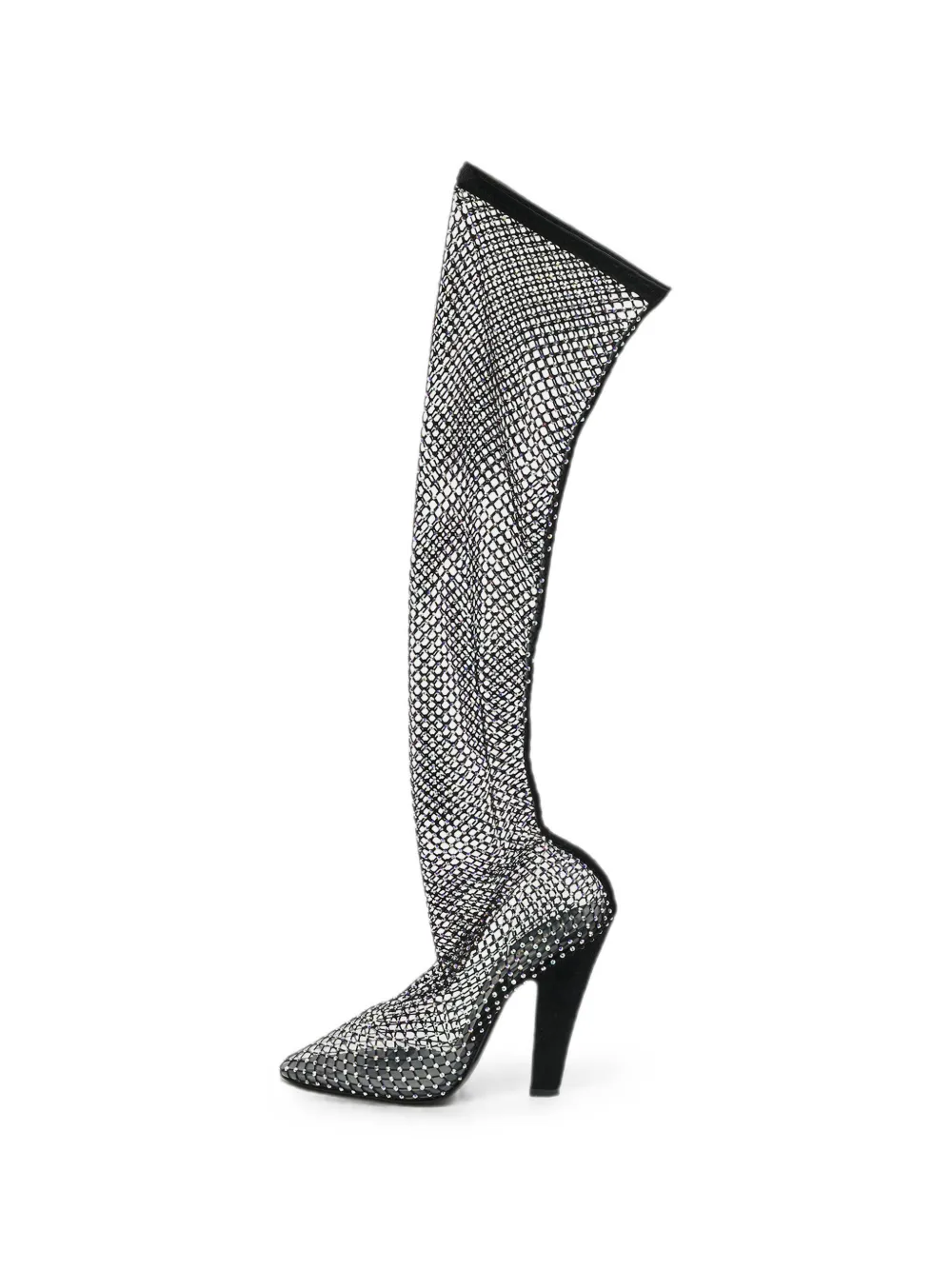 Saint Laurent Pre-Owned Koller crystal-embellished over-the-knee boots - Weiß
