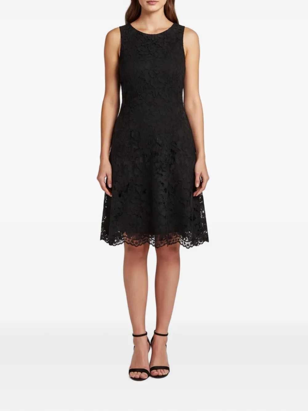 Pre-owned Sandro Guipure Lace Sleeveless Midi Dress In Black