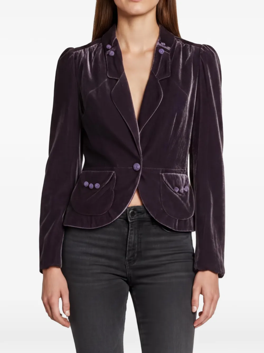 Gucci Pre-Owned velvet long-sleeve blazer - Viola