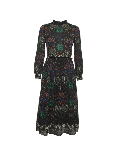 SANDRO ruffled-trim printed midi dress