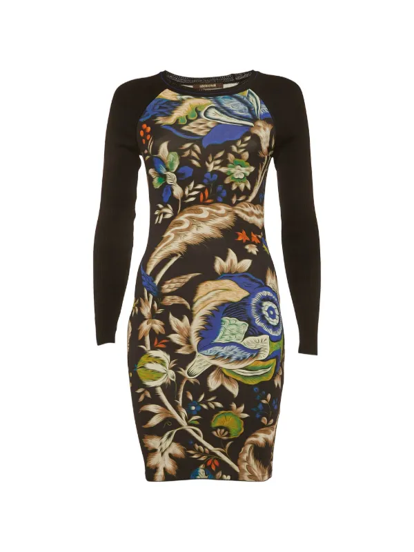 Roberto Cavalli Vintage floral-print rib-knit Dress | Black