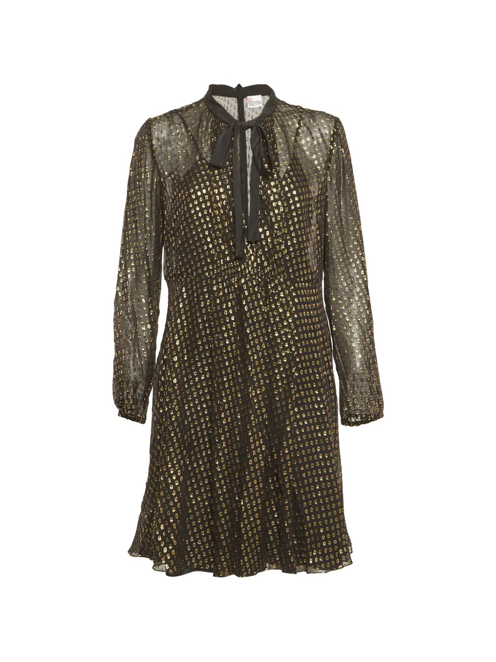 Red Valentino Vintage long-sleeve chiffon mini dress - Nero