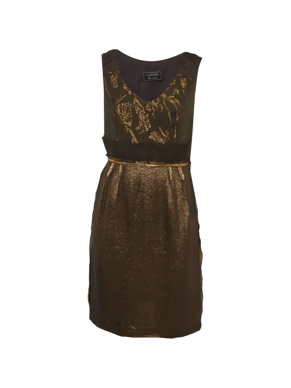 Lanvin Pre-Owned sleeveless metallic-finish V-neck mini dress - Oro