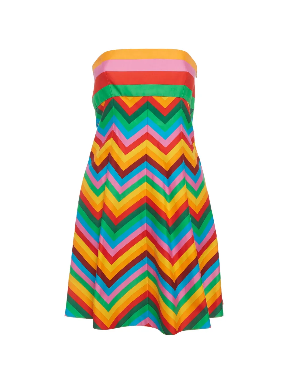 Valentino Garavani Pre-Owned chevron-print strapless cotton mini dress - Rosso