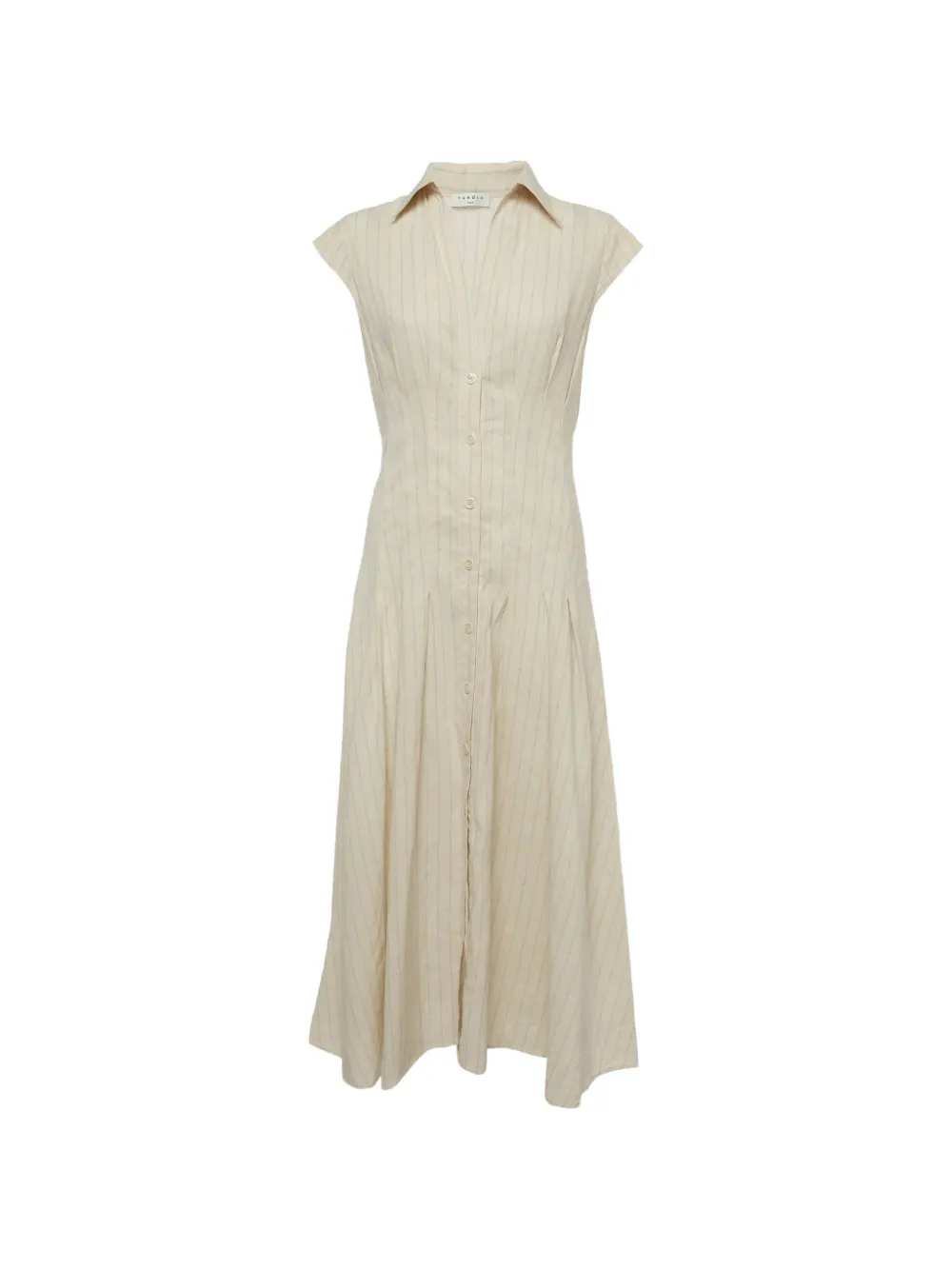 SANDRO striped pleated linen midi dress - Toni neutri