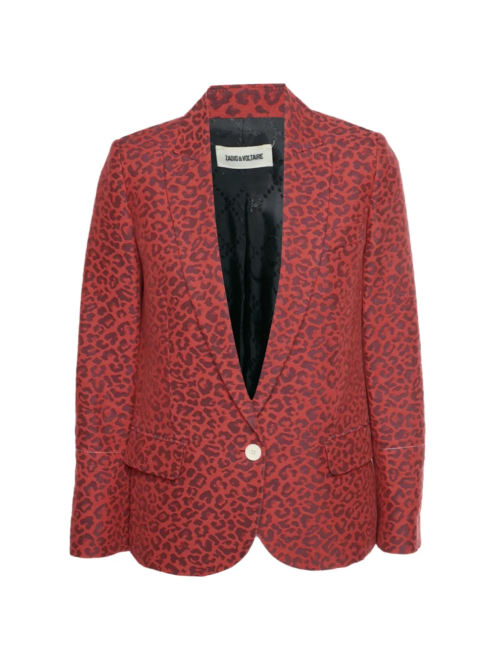 Zadig&Voltaire leopard-jacquard single-breasted blazer - Rosso