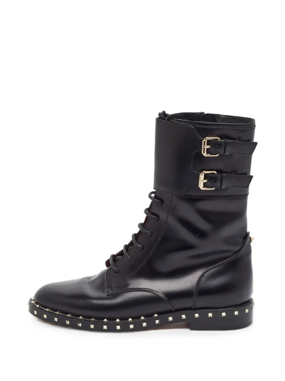 Valentino Garavani Pre-Owned Rockstud leather combat boots - Schwarz