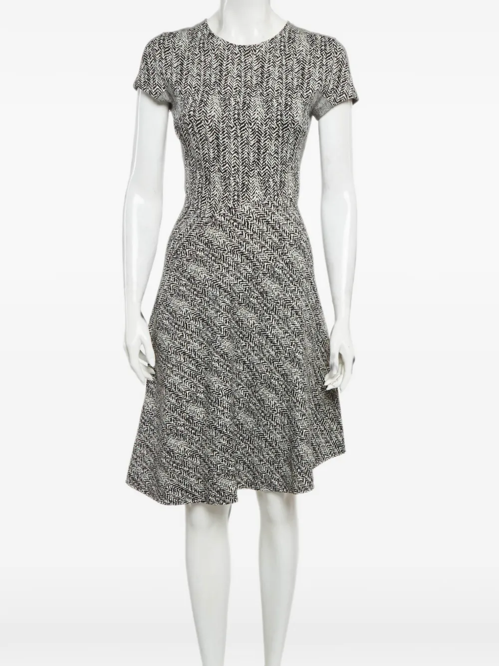 Pre-owned Stella Mccartney Herringbone-pattern Mini Dress In Black