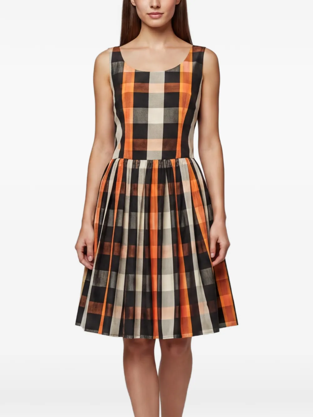 Red Valentino Vintage plaid fit-and-flare mini dress - Nero