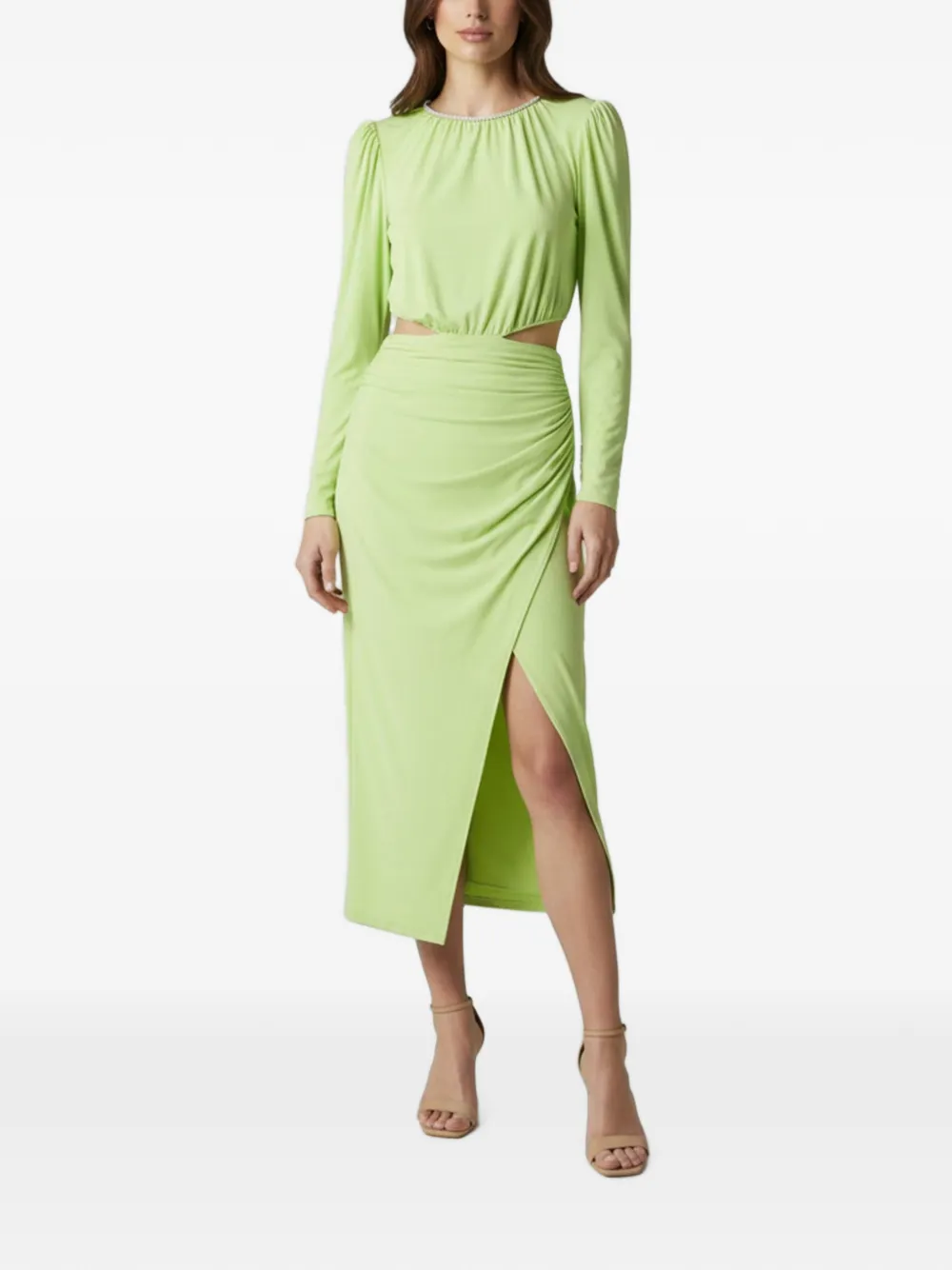 Self-Portrait cut-out jersey midi dress - Green