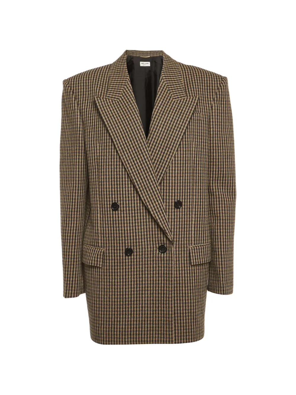 Saint Laurent Pre-Owned houndstooth-pattern double-breasted coat - Marrone