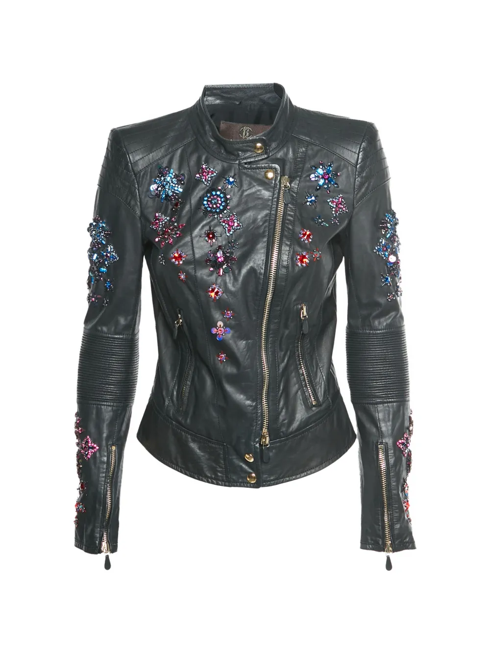Roberto Cavalli Vintage embellished leather biker jacket - Schwarz