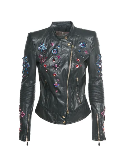 Roberto Cavalli Vintage embellished leather biker jacket