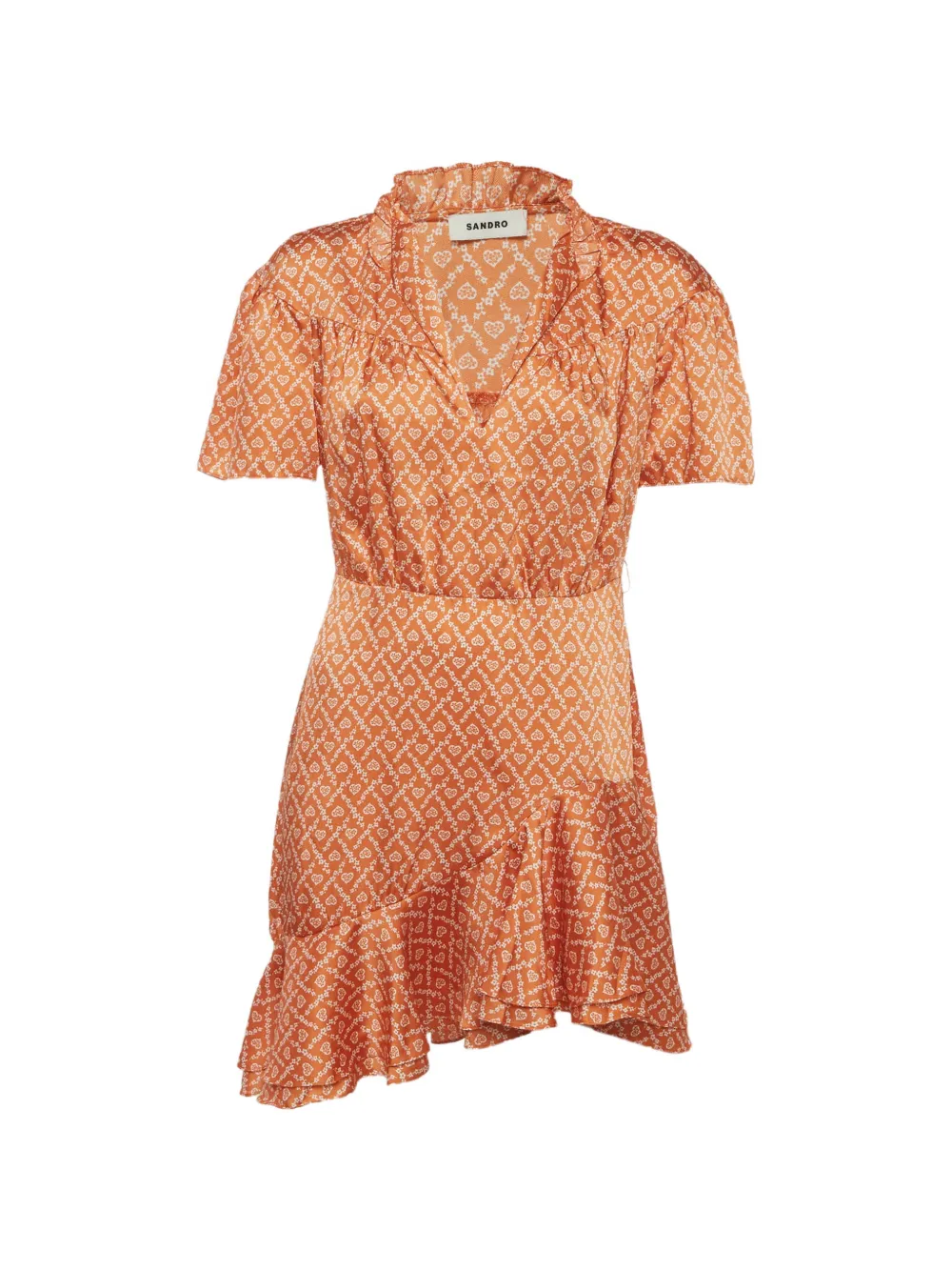 SANDRO Suzen ruffled heart-print dress - Arancione