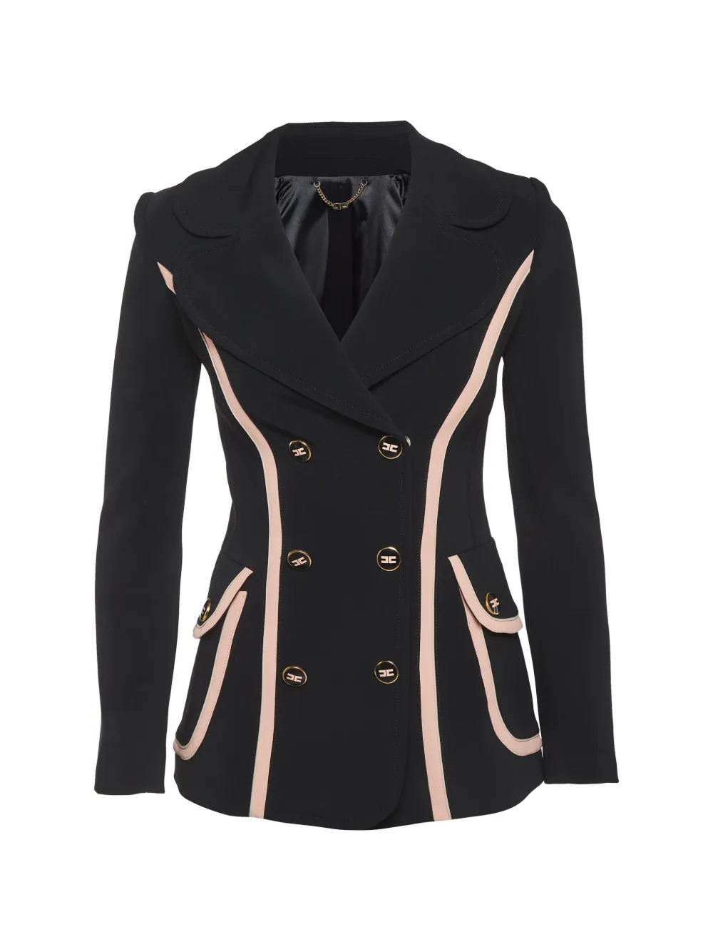 Elisabetta Franchi Blazer doppiopetto con bordo a contrasto - Nero