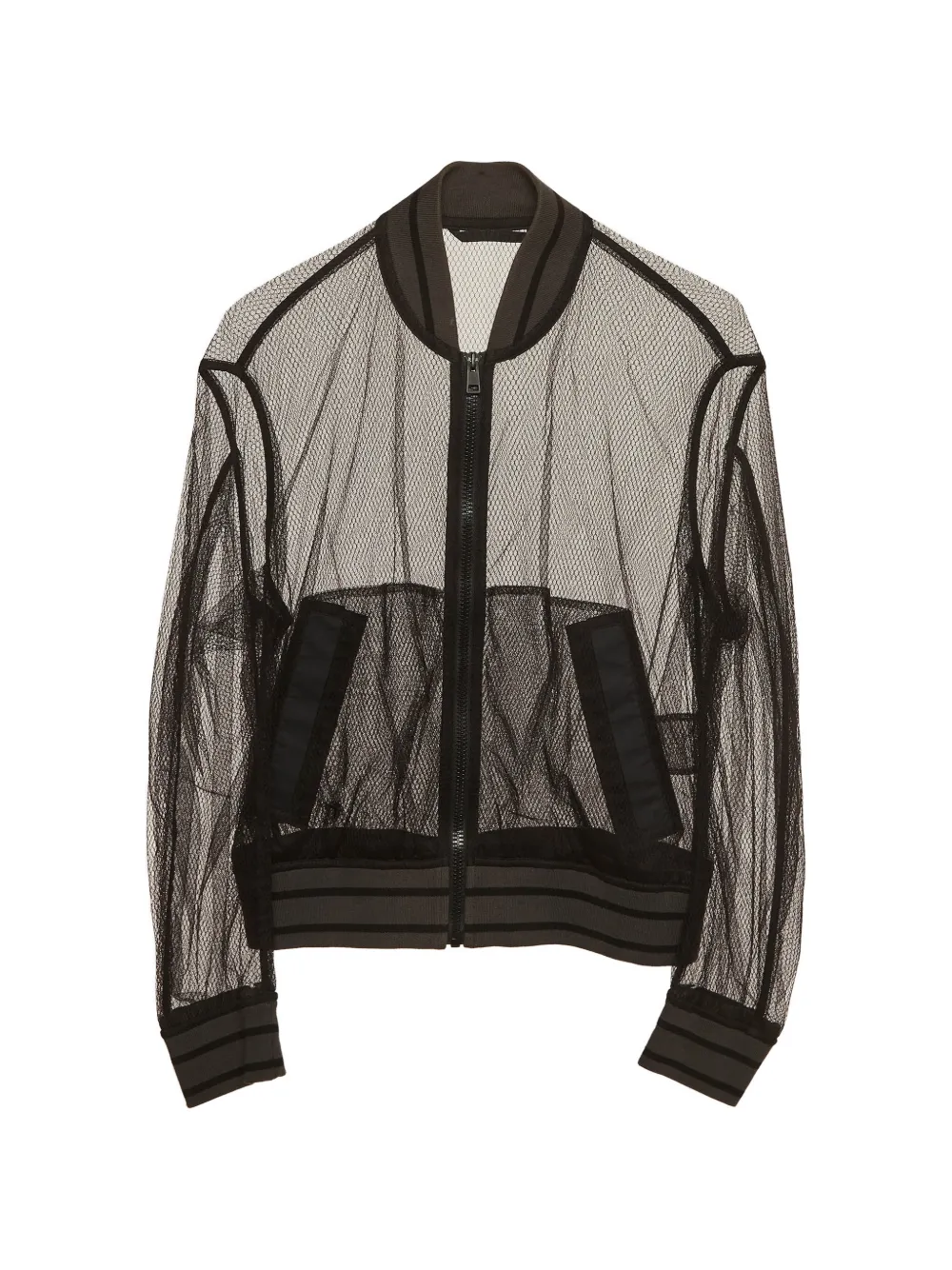 Christian Dior Pre-Owned sheer-mesh bomber jacket - Black