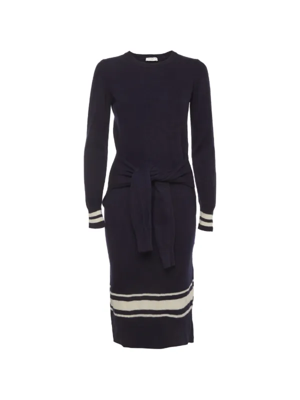 sandro dress midi Two-tone knit midi dress in Navy Blue for Women