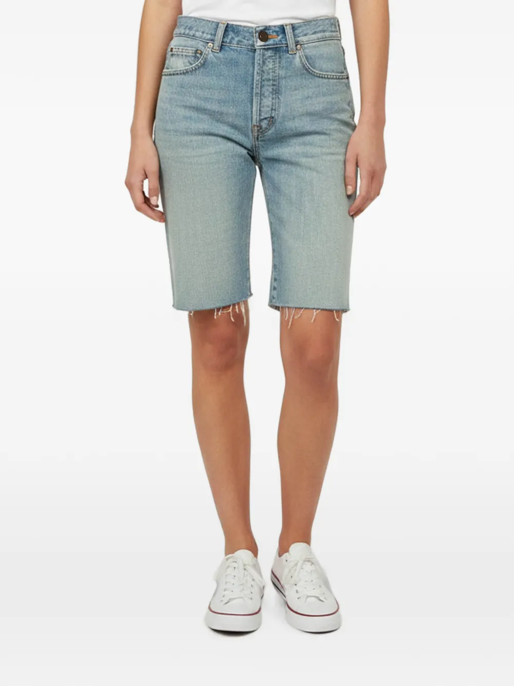 Saint Laurent Pre-Owned raw-edge denim shorts - Blu