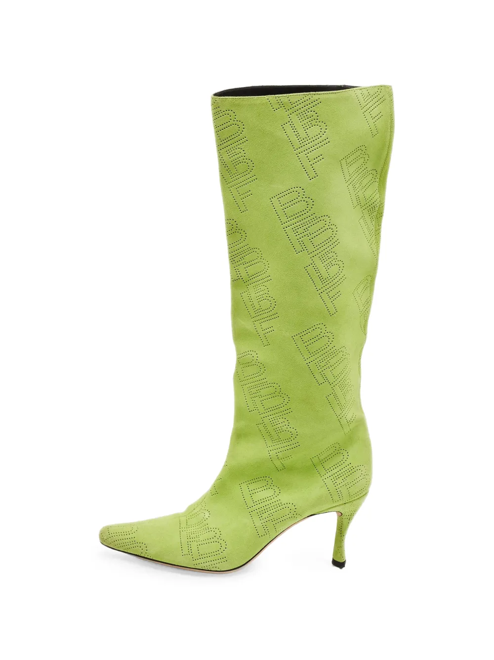 BY FAR Stevie perforated knee-length boots - Verde