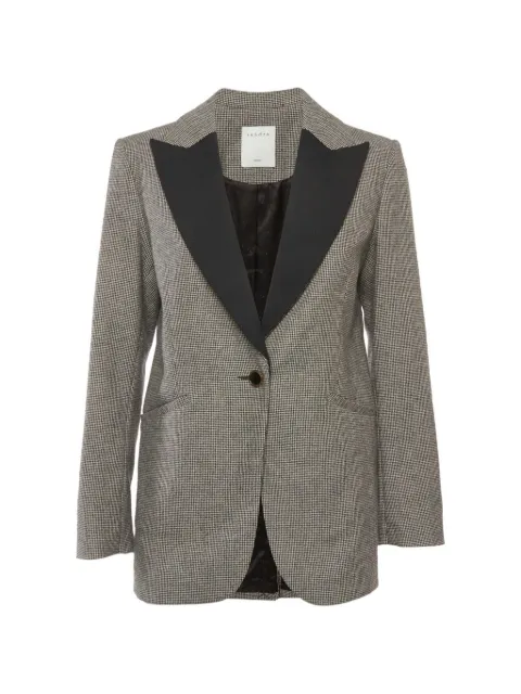 SANDRO Houndstooth wool-blend blazer