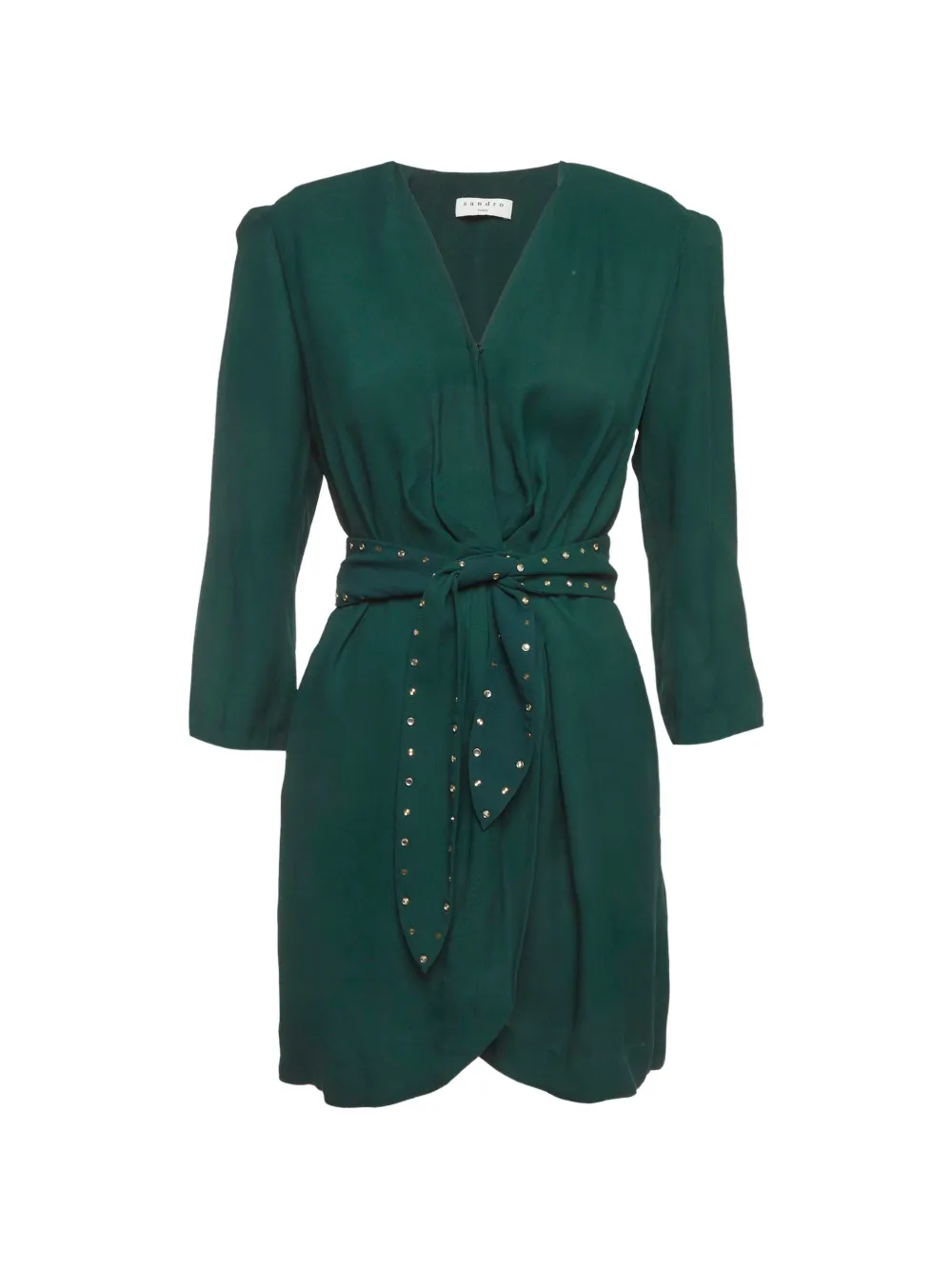 SANDRO belted wrap dress - Verde