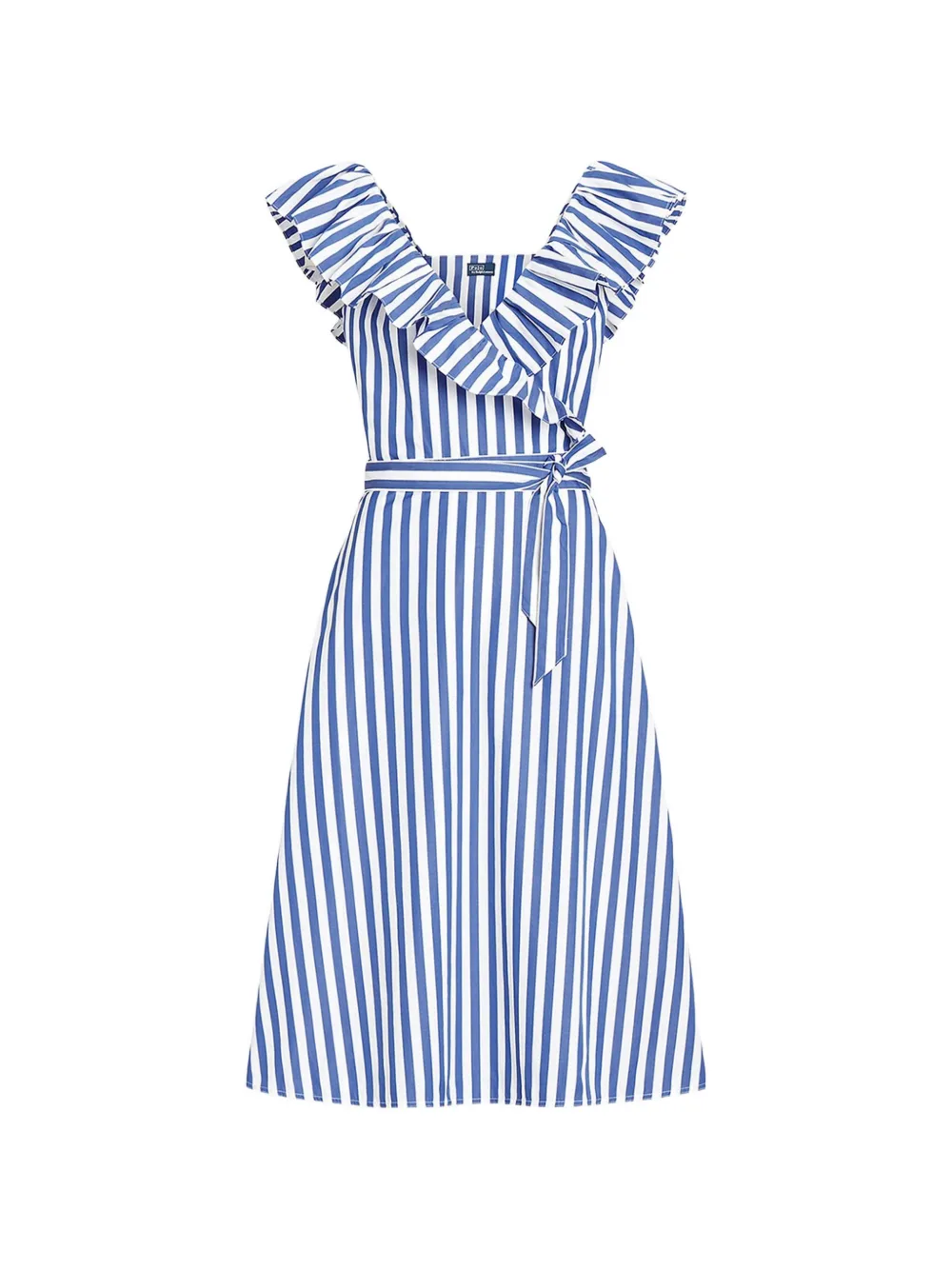 Polo Ralph Lauren Vintage striped ruffle-trim midi dress - Blu
