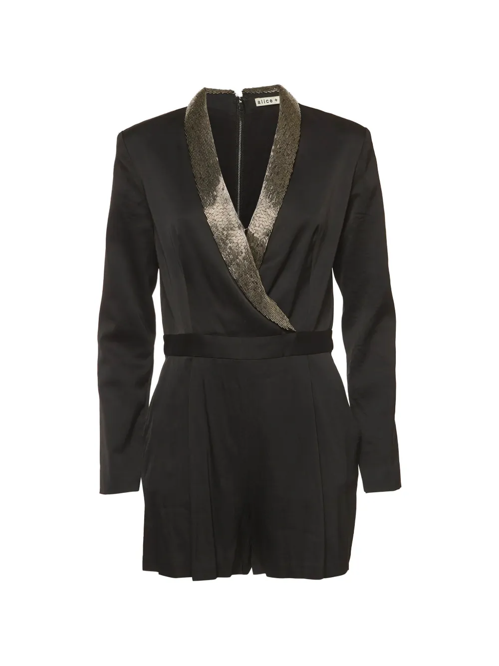 alice + olivia Kyrie satin playsuit - Nero