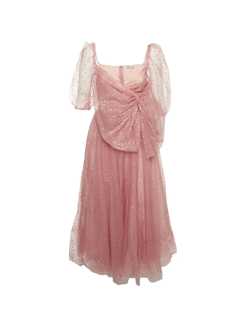 Red Valentino Vintage glittered bow-embellished dress - Rosa