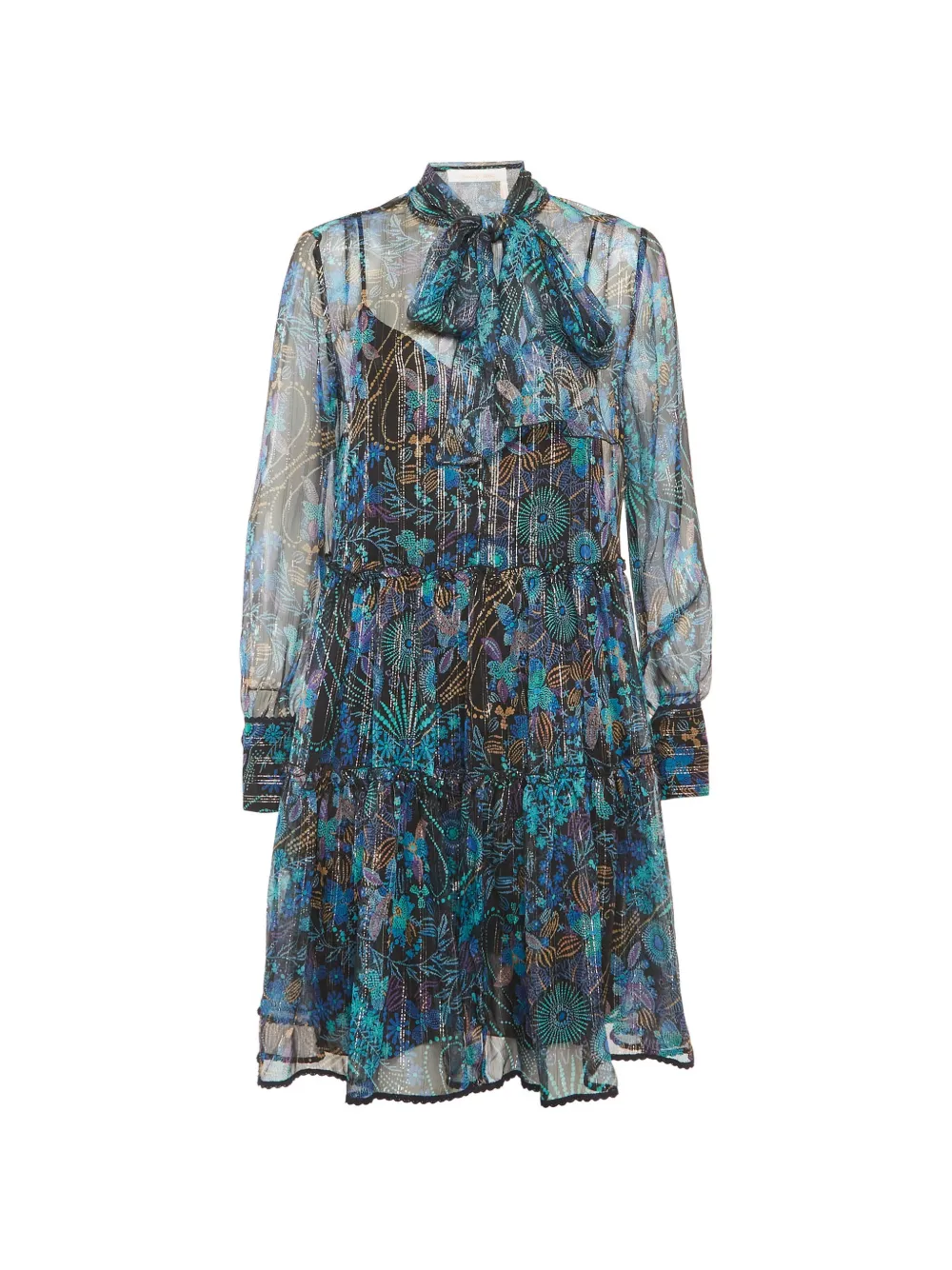 See by Chloé floral-print tiered dress - Nero