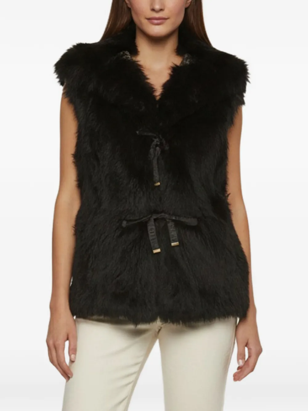 Louis Vuitton Pre-Owned reversible hooded lamb-fur gilet - Schwarz