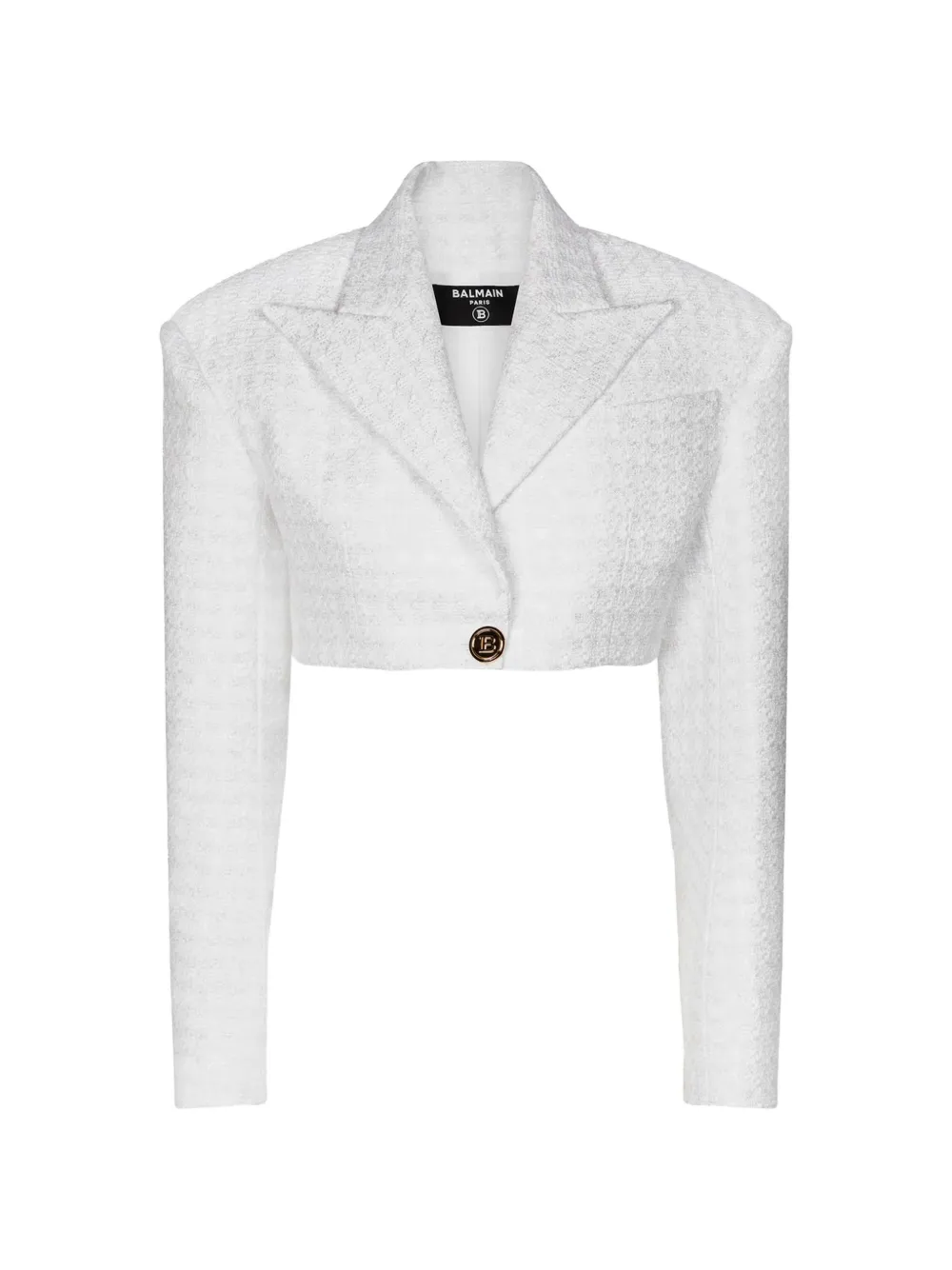 Pre-owned Balmain Tweed Cropped Jacket In White