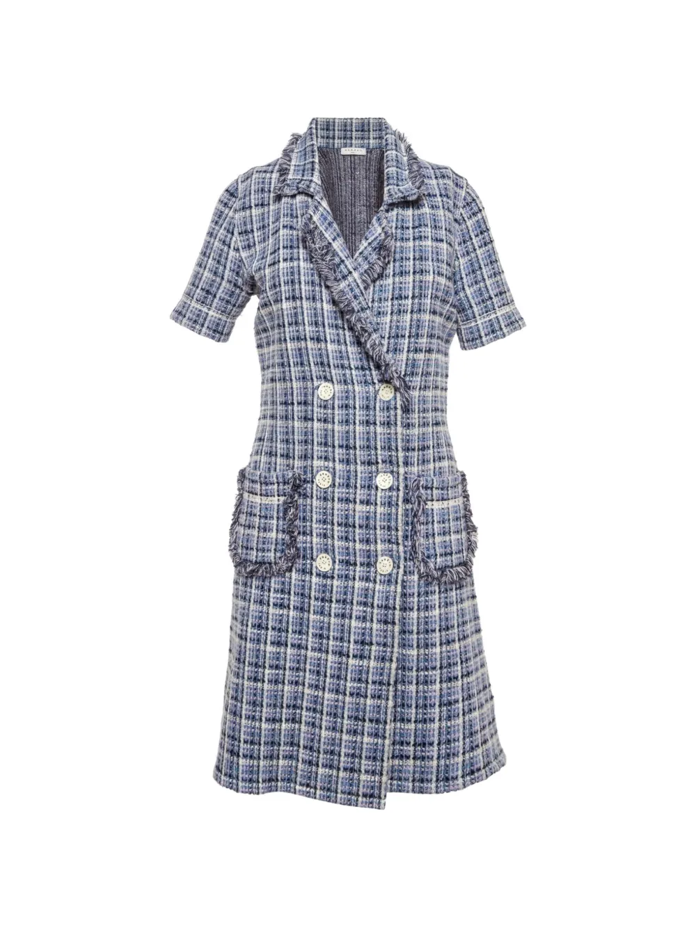 SANDRO double-breasted tweed mini dress - Blu